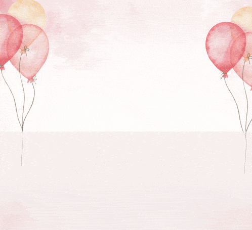 a birthday card with balloons and a cake and the words happy birthday