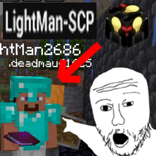 a drawing of a man holding a book next to a sign that says " lightman-scp "