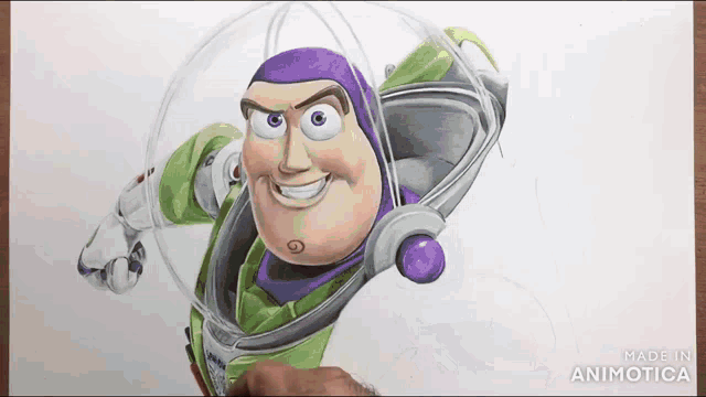 a drawing of buzz lightyear made in animatica