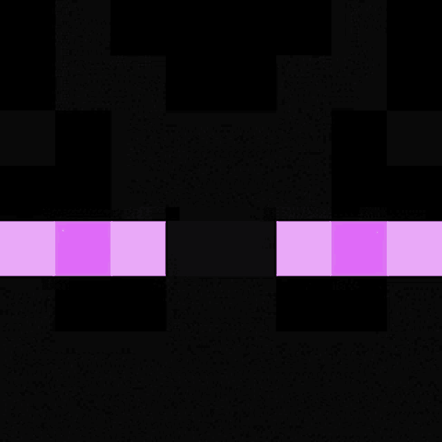 a close up of enderman 's face from minecraft with purple eyes .