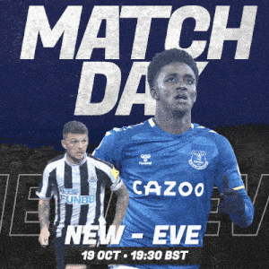 an advertisement for a match between everton and newcastle