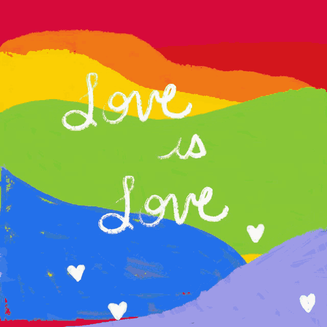 a drawing of a rainbow with the words love is love