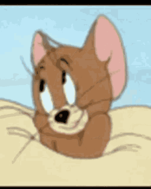 a close up of a cartoon cat 's face looking out of a hole in the ground .