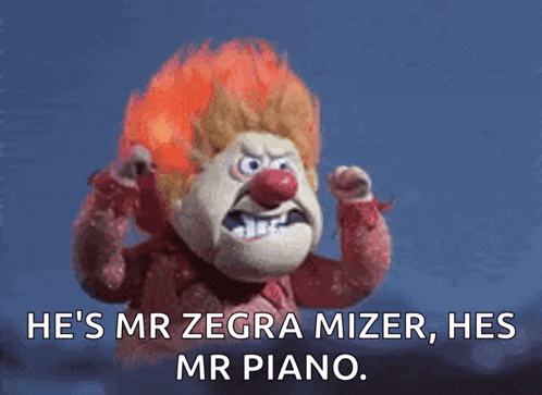 a cartoon character says he 's mr zebra mizer he 's mr piano