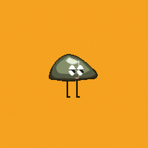 a pixel art drawing of a mushroom with sunglasses and the words chill bro chill
