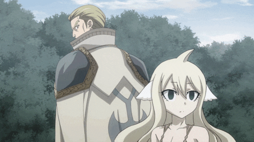 a man and a girl are standing next to each other in a cartoon