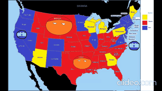 a map of the united states showing which states are red and which states are blue