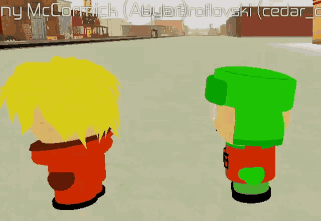 two cartoon characters are standing next to each other and one of them is saying you swore