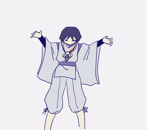 a drawing of a person with their arms outstretched and a necklace around their neck