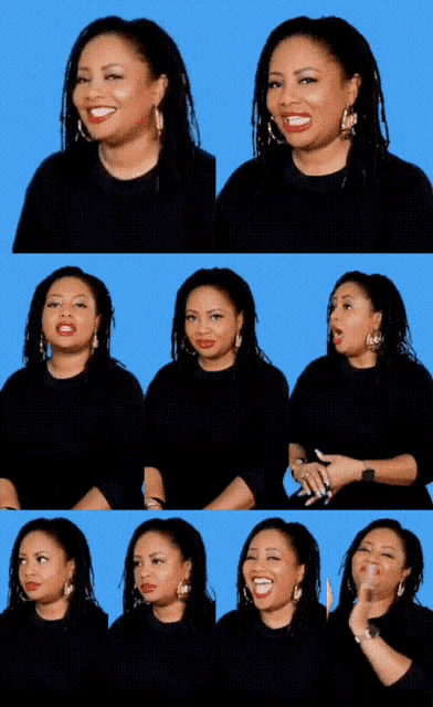 a collage of images of a woman with dreadlocks