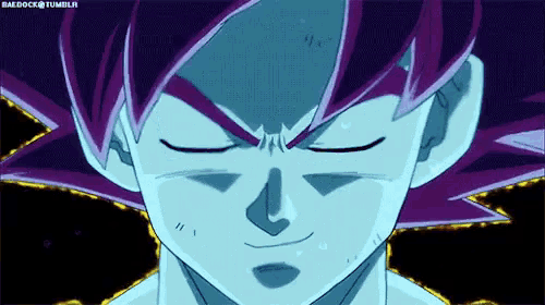 a close up of a person 's face with purple hair and a black background .
