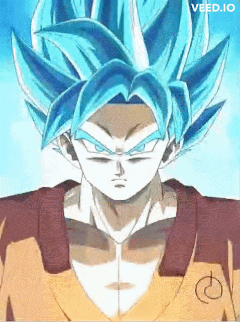 a drawing of a person with blue hair and the word veed.io below it