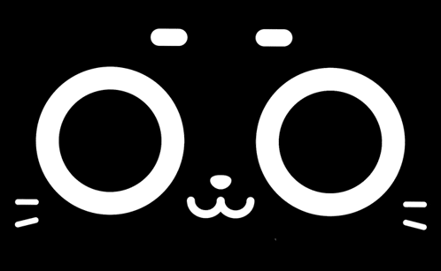 a black and white drawing of a cat 's face with a smiley face
