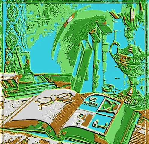 a colorful drawing of an open book with the letters n and o on it