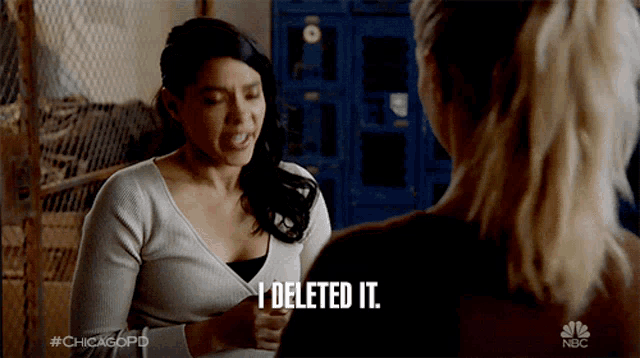 a woman says i deleted it while talking to another person