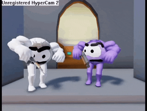 two cartoon characters are standing next to each other with the words " unregistered hypercam 2 " in the corner