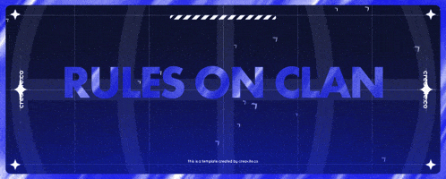 a blue background with the words rules on clan on it