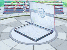 a cell phone is sitting in the middle of a circle on the floor