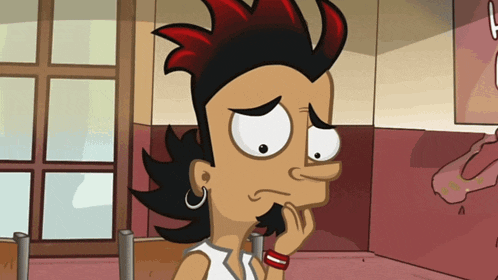 a cartoon drawing of a person with a serious look on his face