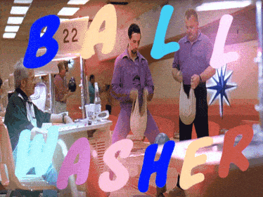 a bowling alley with a sign that says ball washer on it