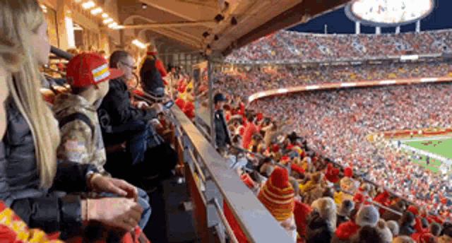 a stadium full of people watching a football game