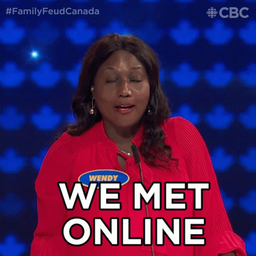 We Met Online Wendy GIF - We Met Online Wendy Family Feud Canada GIFs