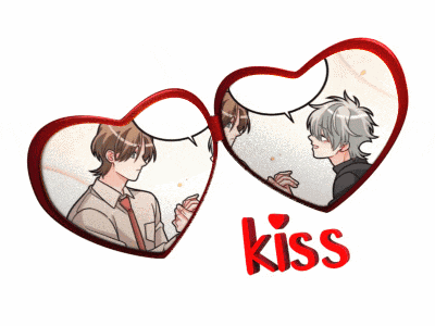 a couple of hearts that say kiss on them