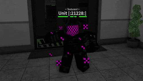 a person standing in front of a door that says texturent unit