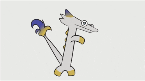 a drawing of a lizard with a long tail and a blue tail