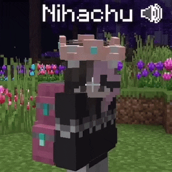 a minecraft character with a pink backpack and a crown on her head