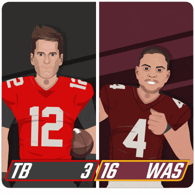 a cartoon drawing of two football players with the number 12 and 4 on their jerseys