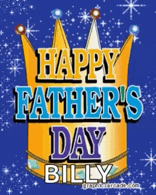 a happy father 's day greeting card with a crown