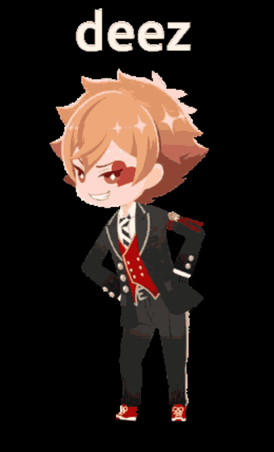 a pixel art of a boy with the word deez on the bottom