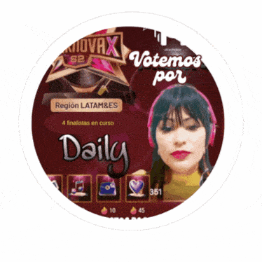 a woman wearing pink headphones is on a poster that says " daily "