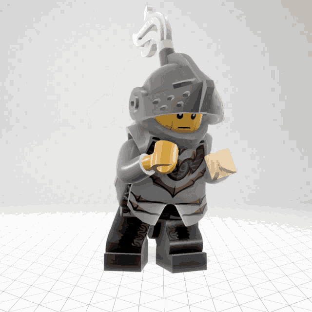 a lego figure of a knight with a sword and shield