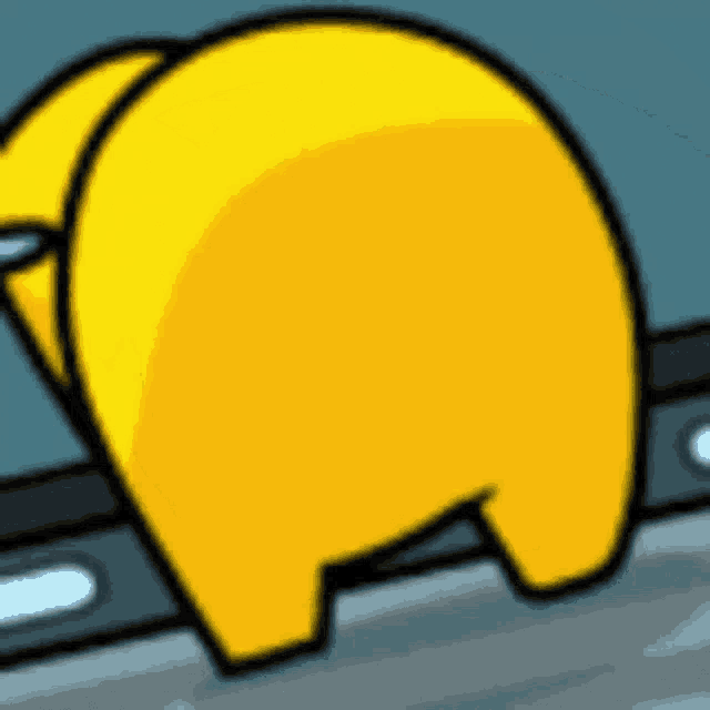a close up of a yellow cartoon character 's butt in a video game .