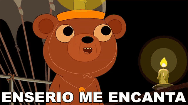 a cartoon bear says enserio me encanta