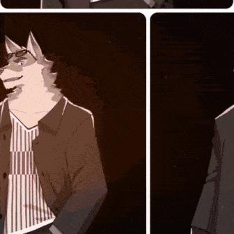 a cartoon of a furry man in a suit