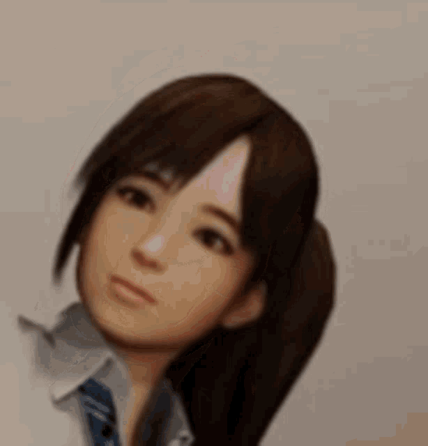 a close up of a girl with a ponytail wearing a tie .