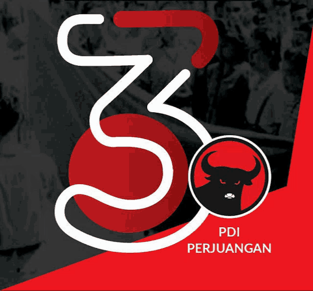 a poster for pdi perjuangan with a bull in the center
