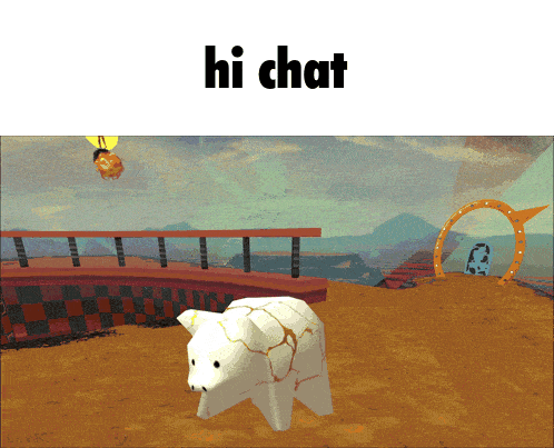 a video game with a pig and the words hi chat