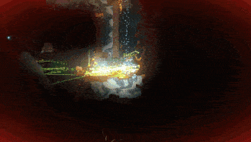 a screenshot of a video game with a green light coming out of the bottom right corner