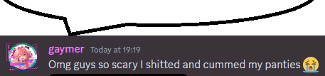 a speech bubble says gaymer today at 19:19
