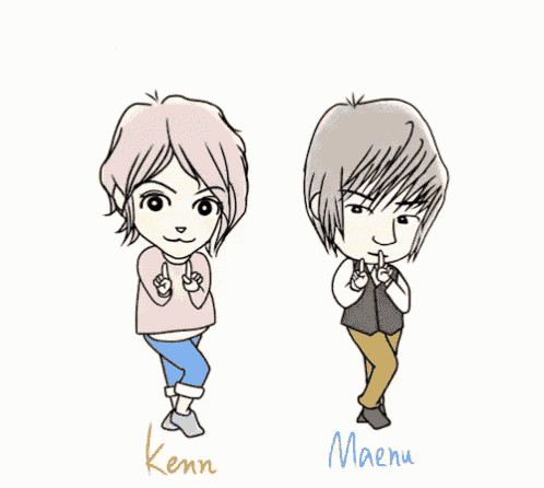a drawing of a boy and a girl with the name kenn and maenu on the bottom