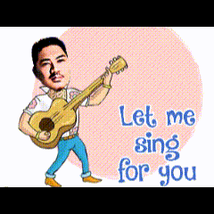 a cartoon of a man holding a guitar and the words let me sing for you