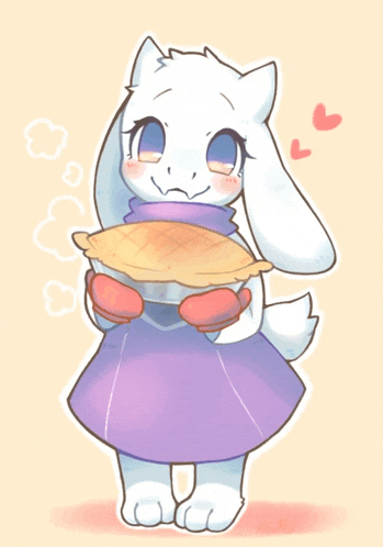 a drawing of a rabbit holding a pie