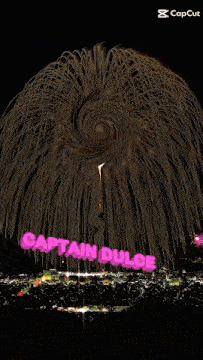 a picture of a fireworks display with the words captain dulce