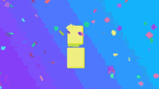 a blue background with the words happy birthday surrounded by confetti