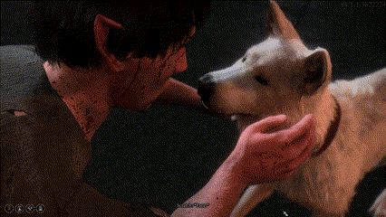 a man is petting a dog with the words holy shit i 'm petting da dawg
