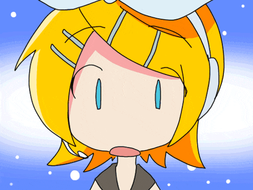 a cartoon drawing of a girl with yellow hair and a blue eye